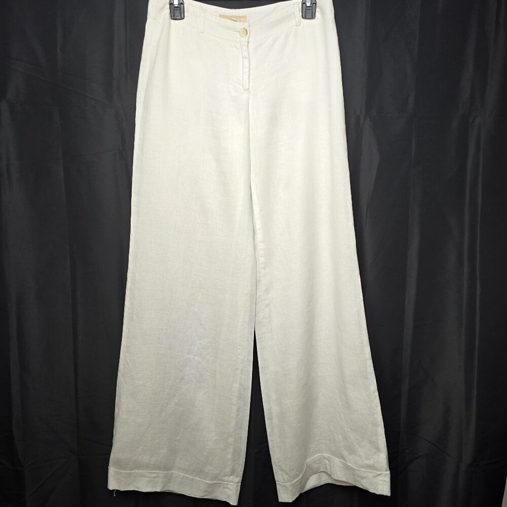 Michael Kors Women’s 100% Linen Wide-Leg Pants Off-White Size 2